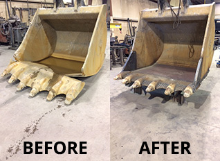 Large excavator bucket repair